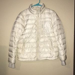 White/pearl J. Crew quilted down puffer coat